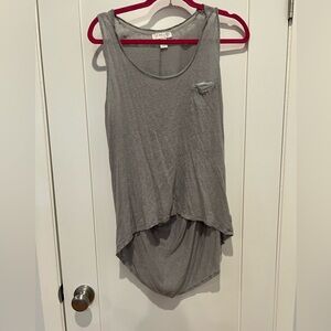 Kenar gray pocket tank top linen muscle T high lo cut loose Flowy size L